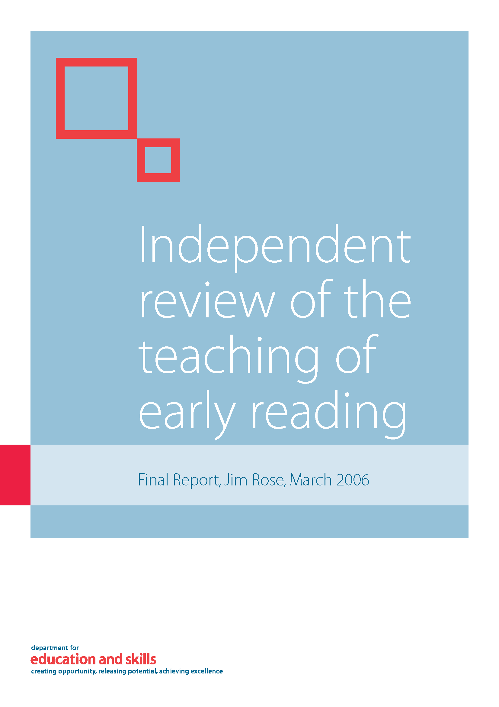 Independent Review of the Teaching of Early Reading (UK) - The Rose Report - Learning Difficulties Australia